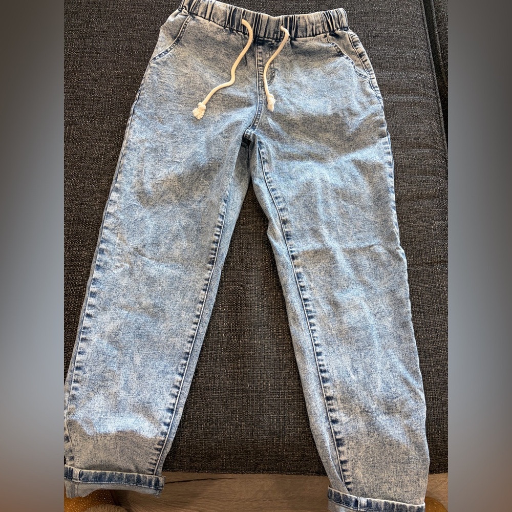 Women’s Blue Jeans with elastic waist and draw string